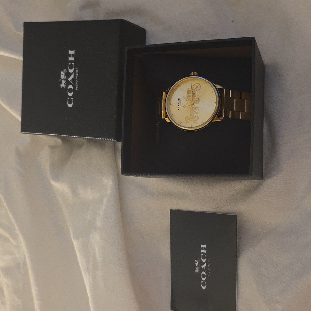 NWT, Coach Gold Watch with Black Packaging